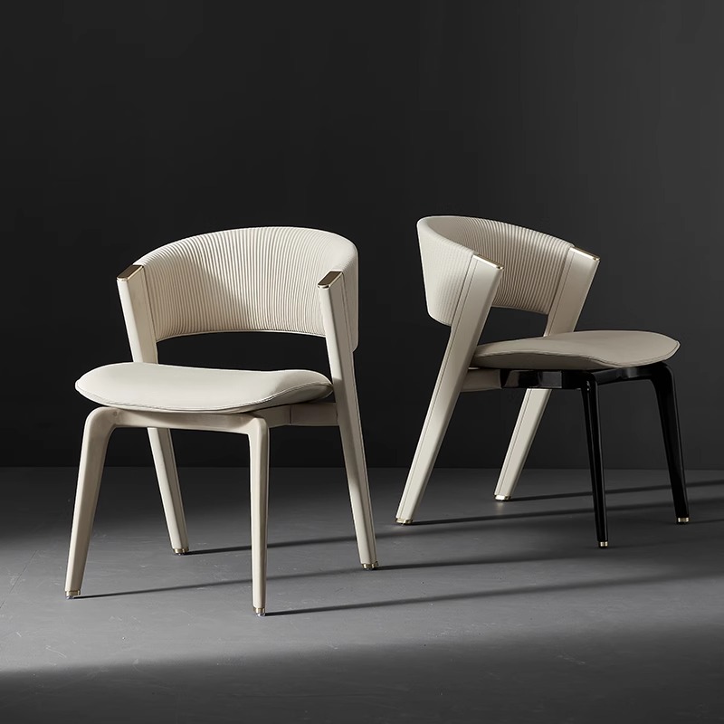 CC餐椅意式轻奢高端榉木设计师超纤皮简约现代高级感极简餐桌椅子