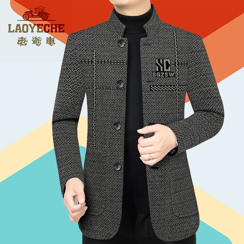 老爷车老爷车春秋男士立领毛呢夹克外套时尚男装夹克衫