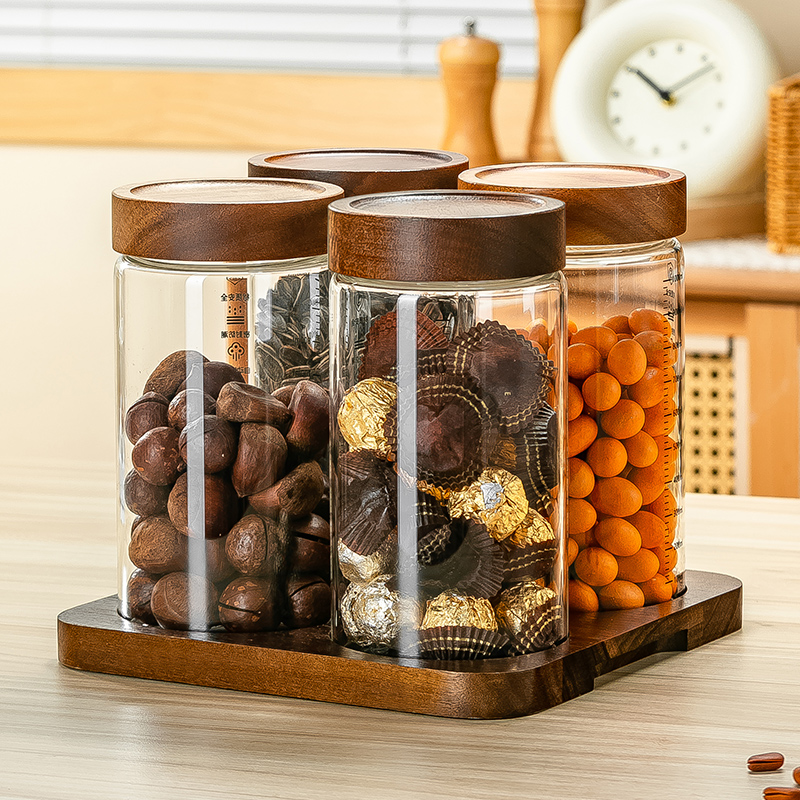 相思木干果密封罐玻璃咖啡豆储物罐防潮零食坚果茶叶花茶收纳罐子