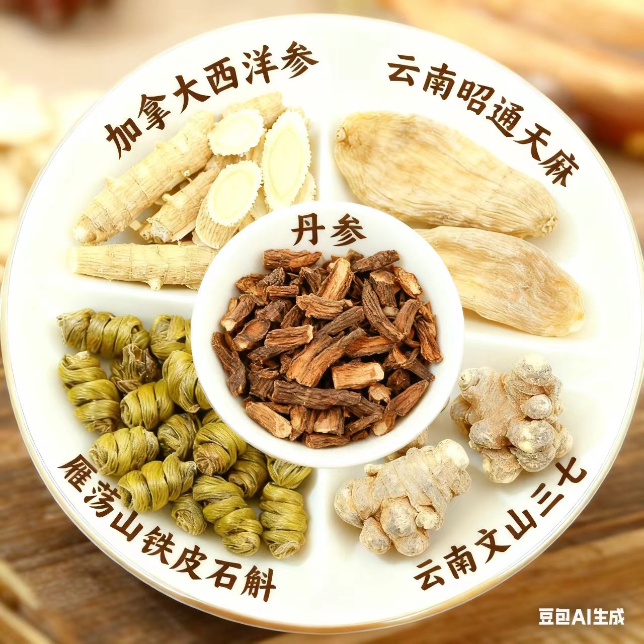 五宝粉内含云南文山三七加拿大西洋参云南昭通天麻雁荡山石斛丹参