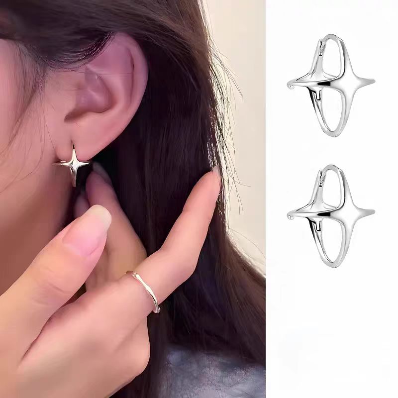 四芒星！星星耳环韩版简约女款小众设计冷淡风精致耳圈中性风耳饰