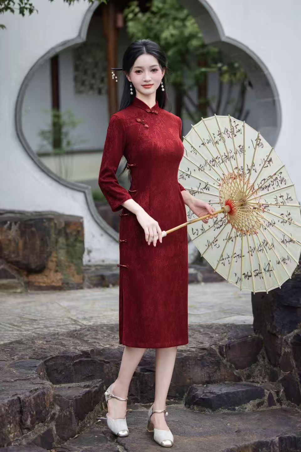 【同心缘】中国风中式婚宴秋季红色气质短款旗袍显瘦时尚A6