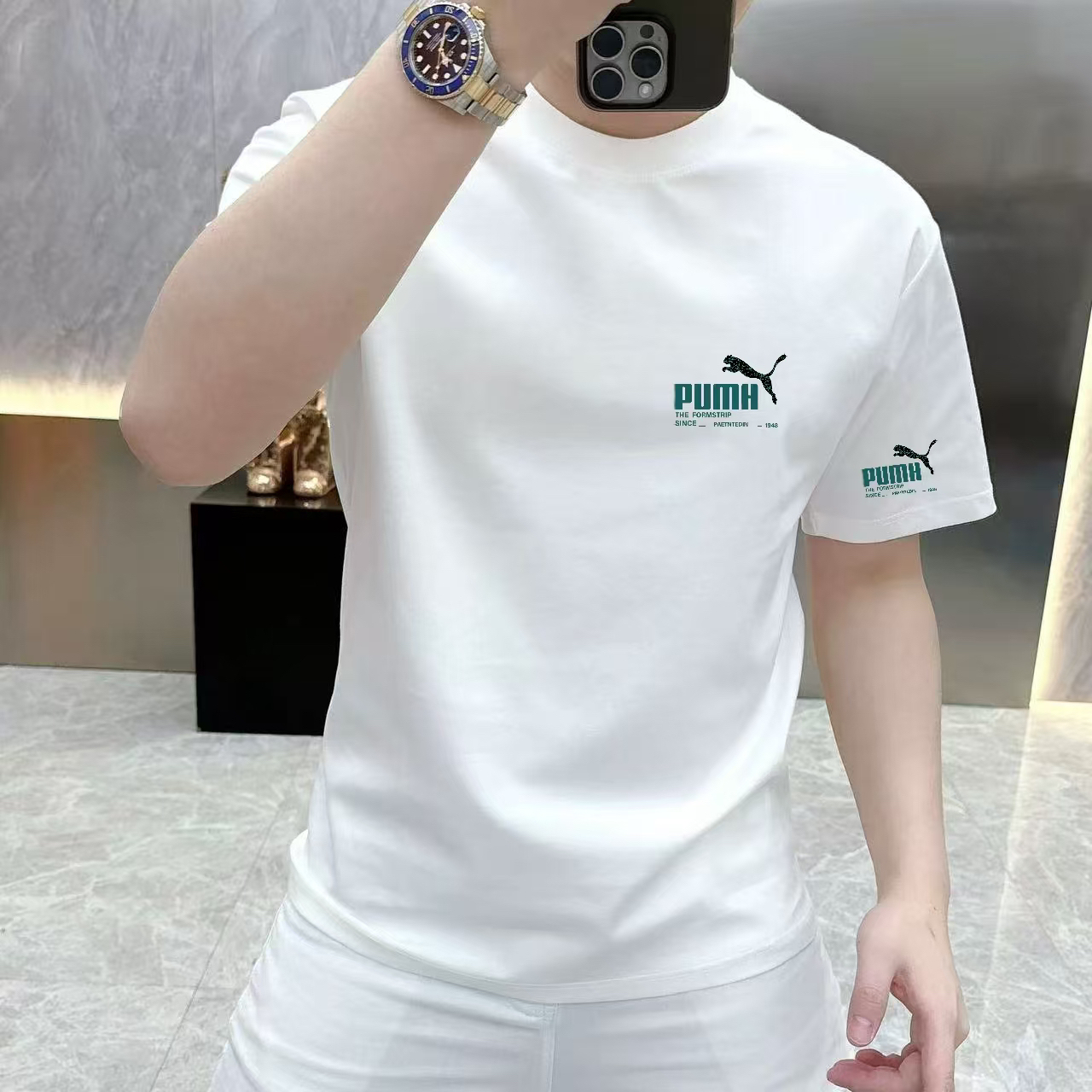 2025潮牌新款时尚潮流运动休闲男士百搭圆领纯棉短袖上衣打底衫潮