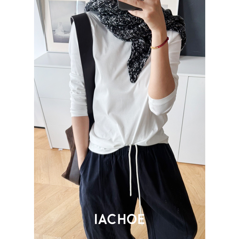 IACHOE【水柔棉plus】含桑蚕丝T恤3521501004