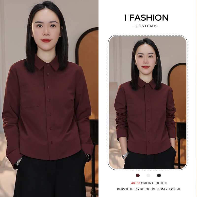 加绒时尚减龄气质净色口袋纯色衬衫女2025年冬季新款休闲宽松衬衣