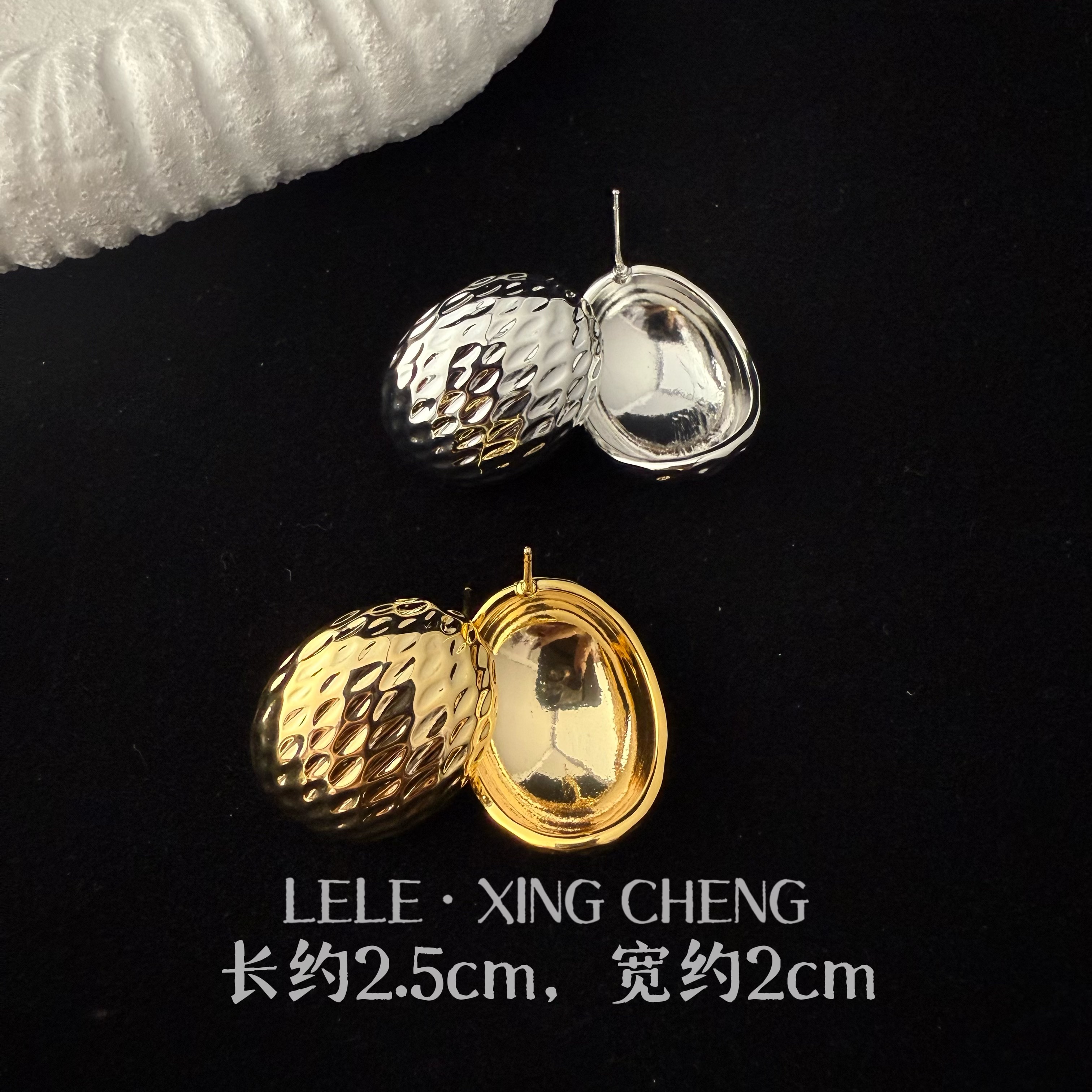 铜合金耳饰 欧美风椭圆耳钉气质轻奢时尚