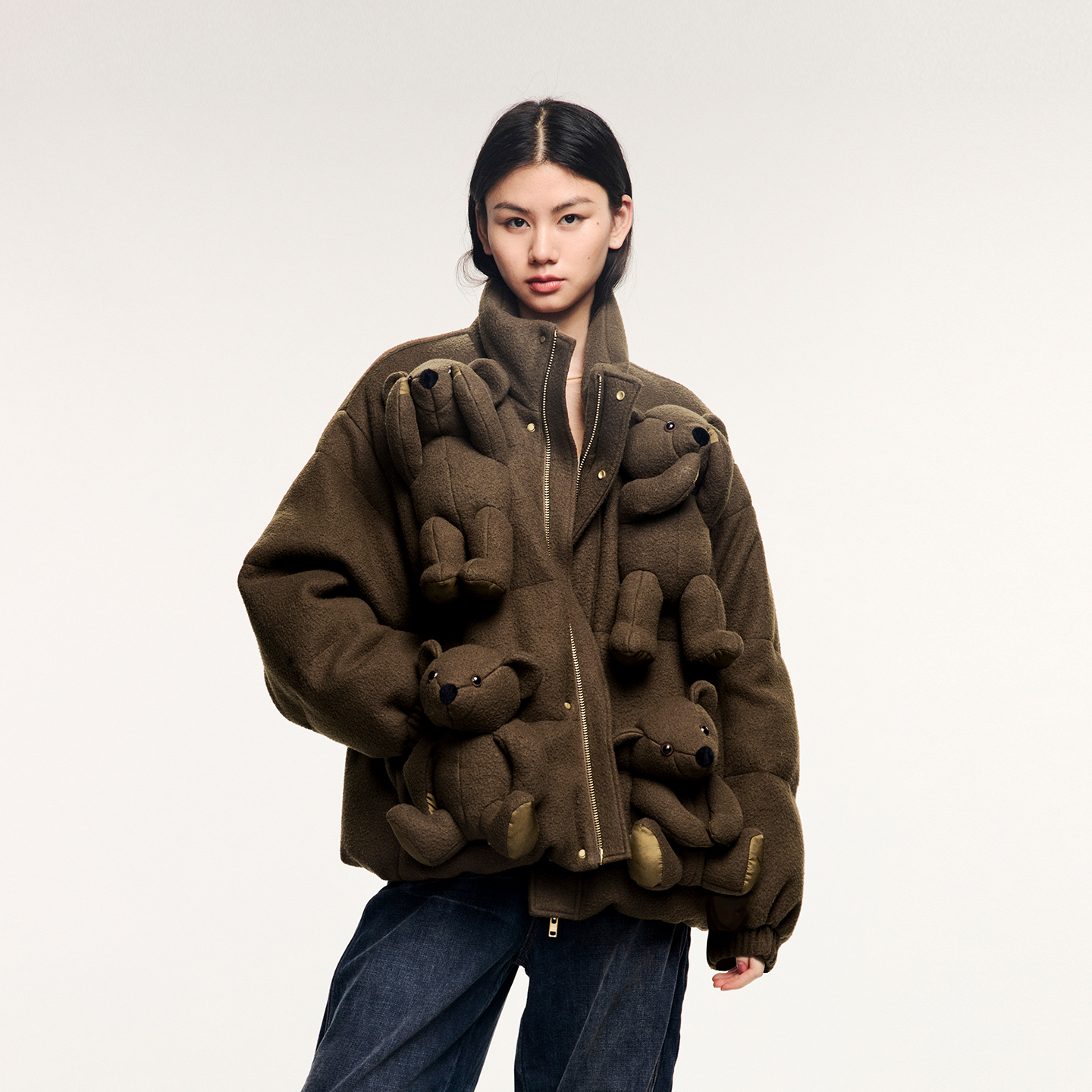 UOOYAA/乌丫2025冬季新款「伤心小熊」半立体玩偶羽绒服 9172