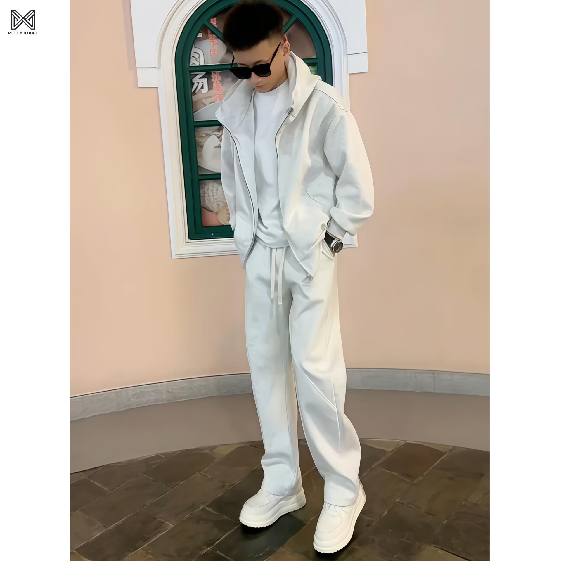 MODEK KODEK运动套装男士连帽外套卫衣韩版极简休闲裤时尚两件套