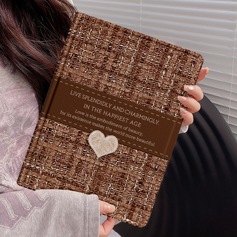 格纹心语ipad air7平板保护壳带笔槽防摔ipad11轻奢设计款上档次