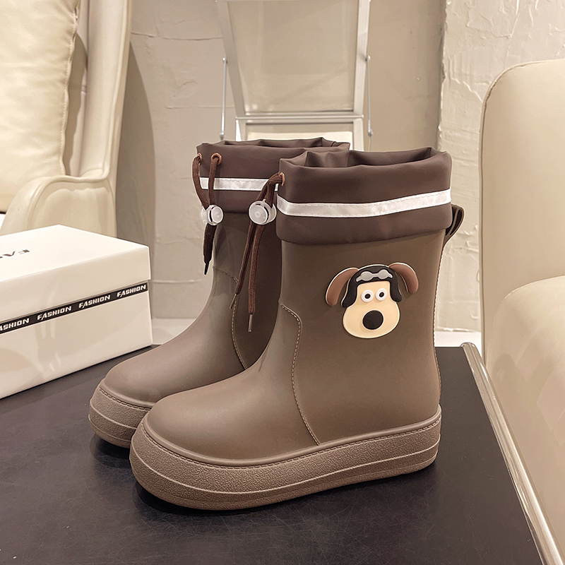 时尚女款雨鞋防滑耐磨中筒雨靴外穿厨房胶鞋防水束口水鞋厚底网红