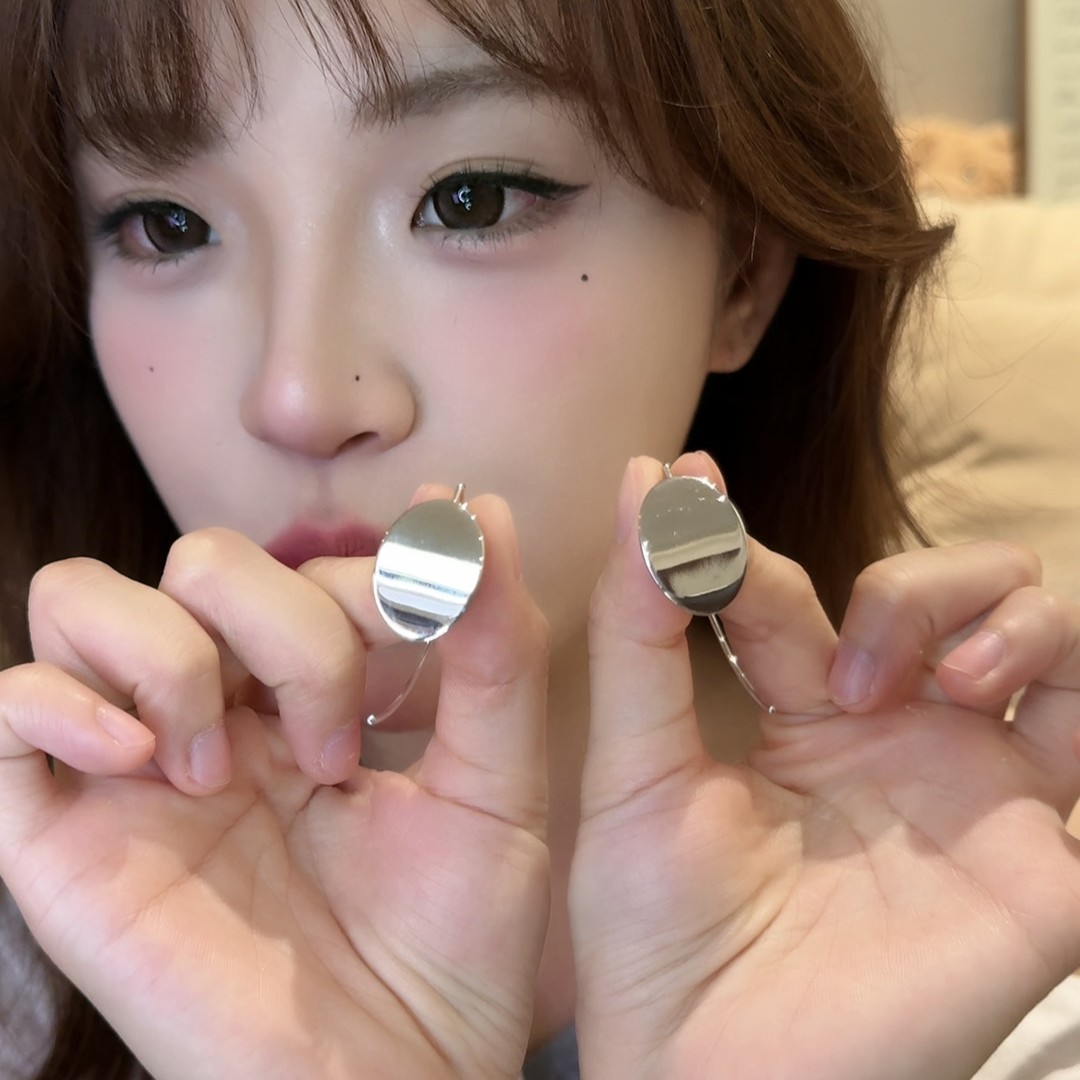 铜合金耳饰 小众独特亮片椭圆耳挂耳环时尚新款爆款金属耳饰女