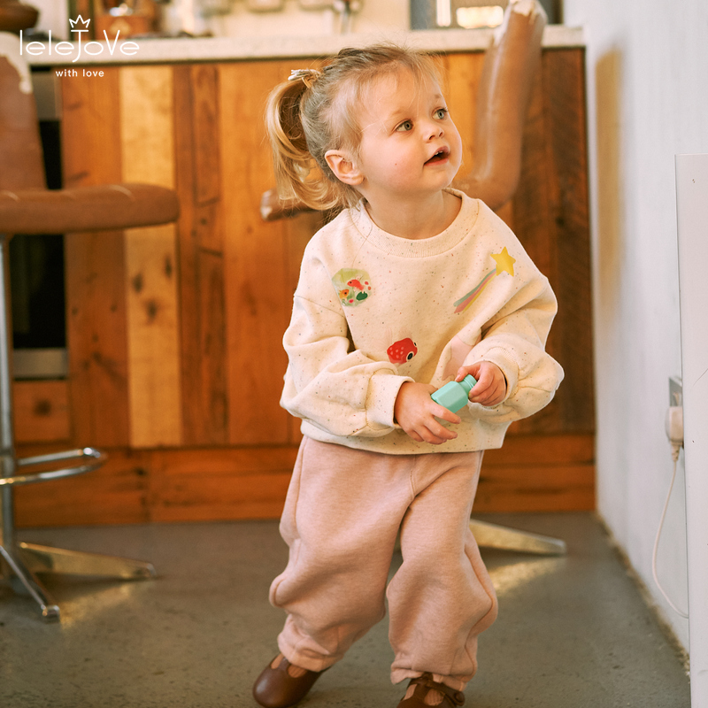 lelejove北欧风25年秋季男女宝春秋休闲直筒收脚长裤5AS52992