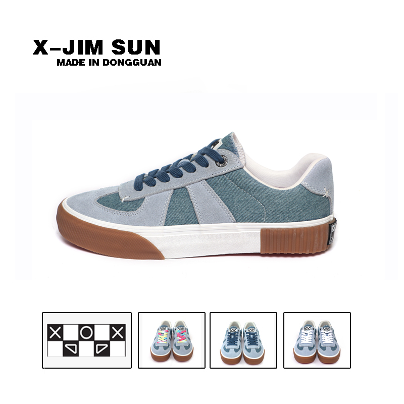 击上时尚潮流牛仔德训帆布鞋休闲夏季百搭潮鞋复古滑板鞋学生低帮