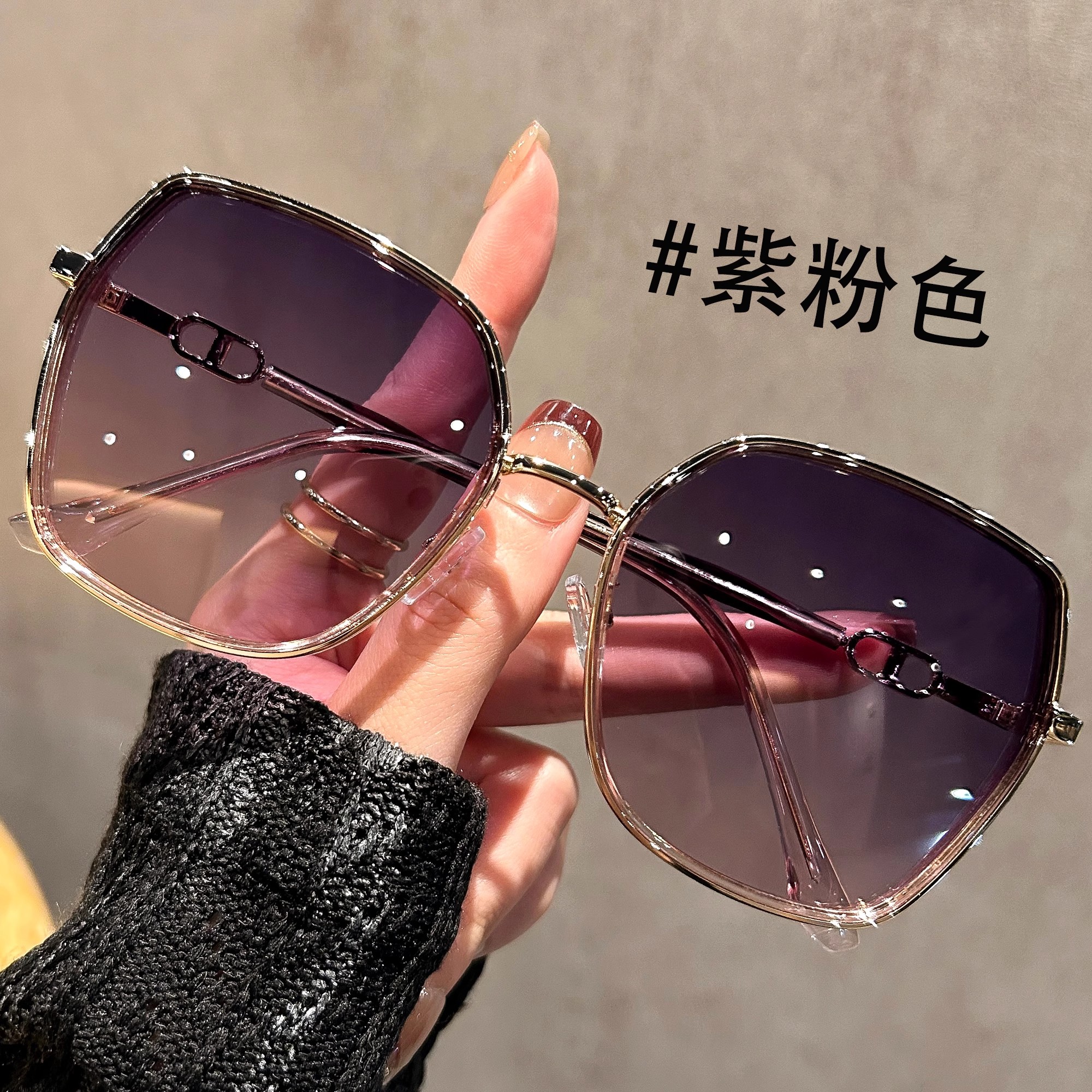 2025新款大框墨镜女款适合方圆脸闪粉设计太阳镜防晒防紫外线眼镜