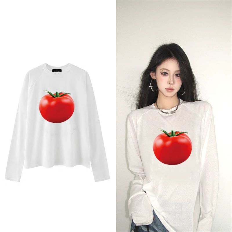 【AORSKK】新款早秋款长袖t恤上衣女白色ins风简约爆款chic欧美通勤