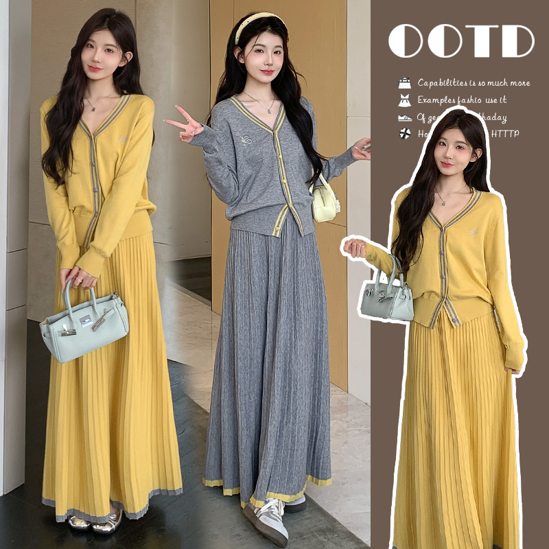 孕妇套装2025秋季新款韩版气质针织半身裙长裙温柔风穿搭套装裙