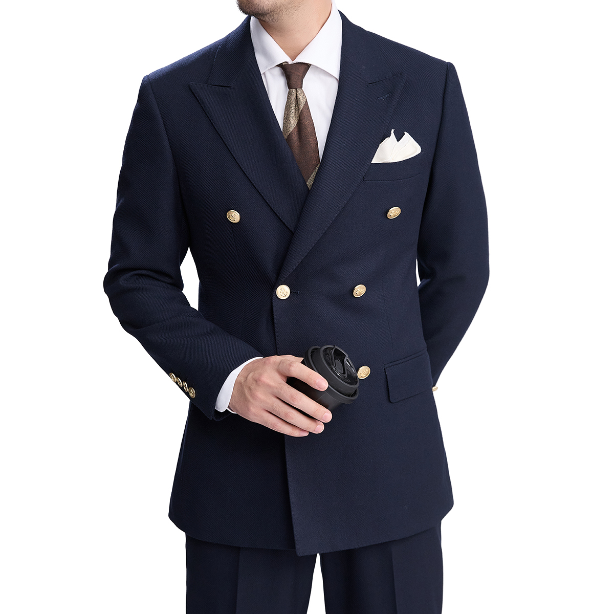 谷巢布雷泽藏青色戗驳领西服男士正装商务西装时尚休闲时尚套装