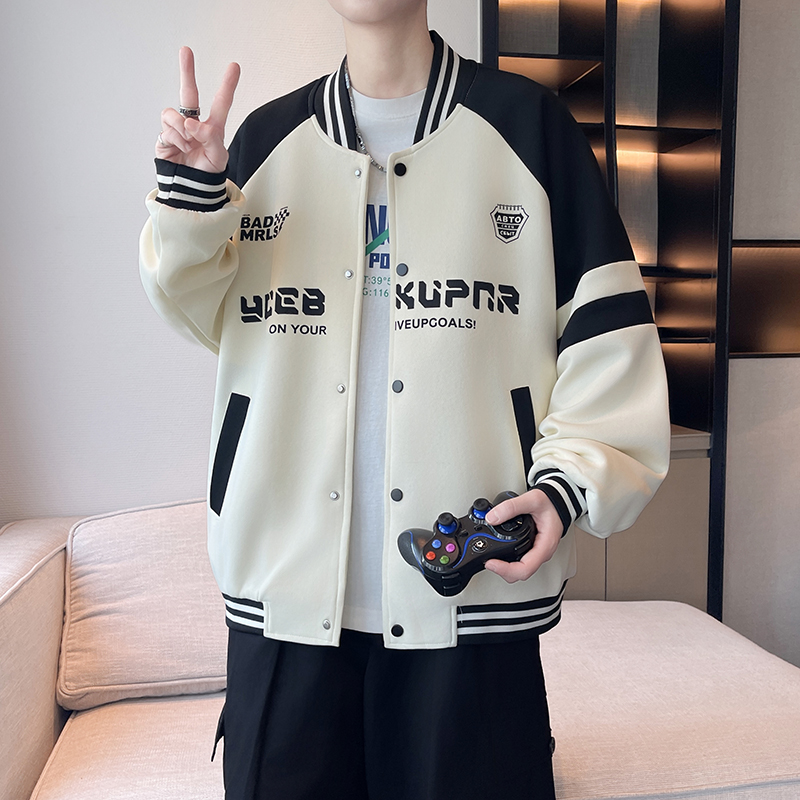 春秋季青少年学生上衣单排扣ins夹克透气棒球服外套男士百搭男装