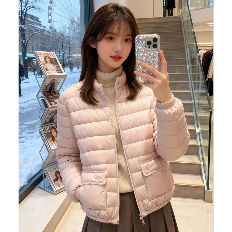 时尚加厚气质立领显瘦棉衣外套女士2025冬季新款百搭短款棉服上衣