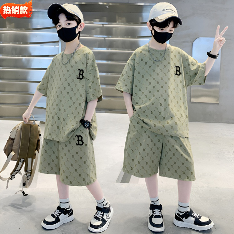 男童夏季休闲套装洋气时尚中大童儿童新款帅气宽松炸街薄款时髦