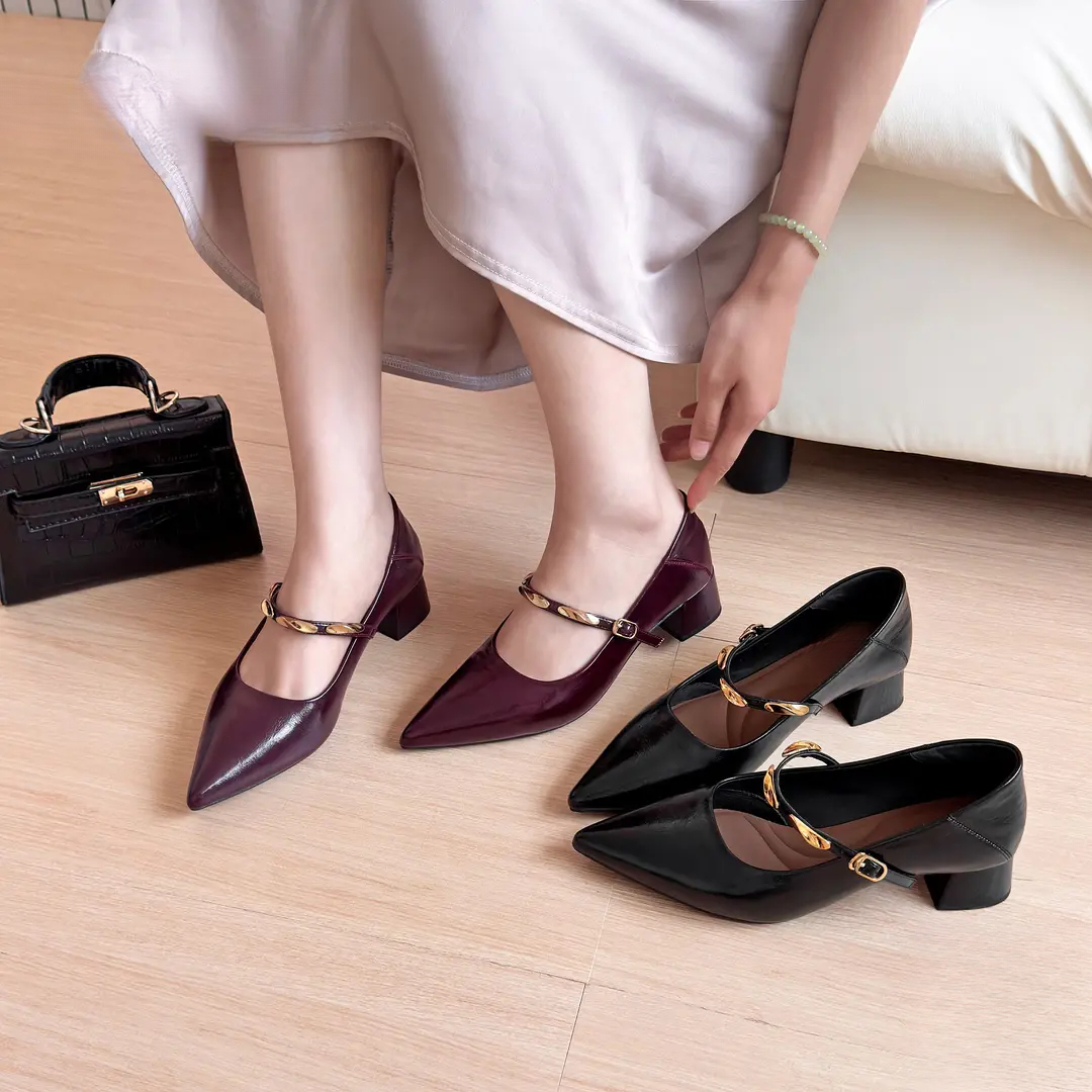 【小金条ultra】2025秋季新款护趾棉玛丽珍粗跟高跟鞋2566-6