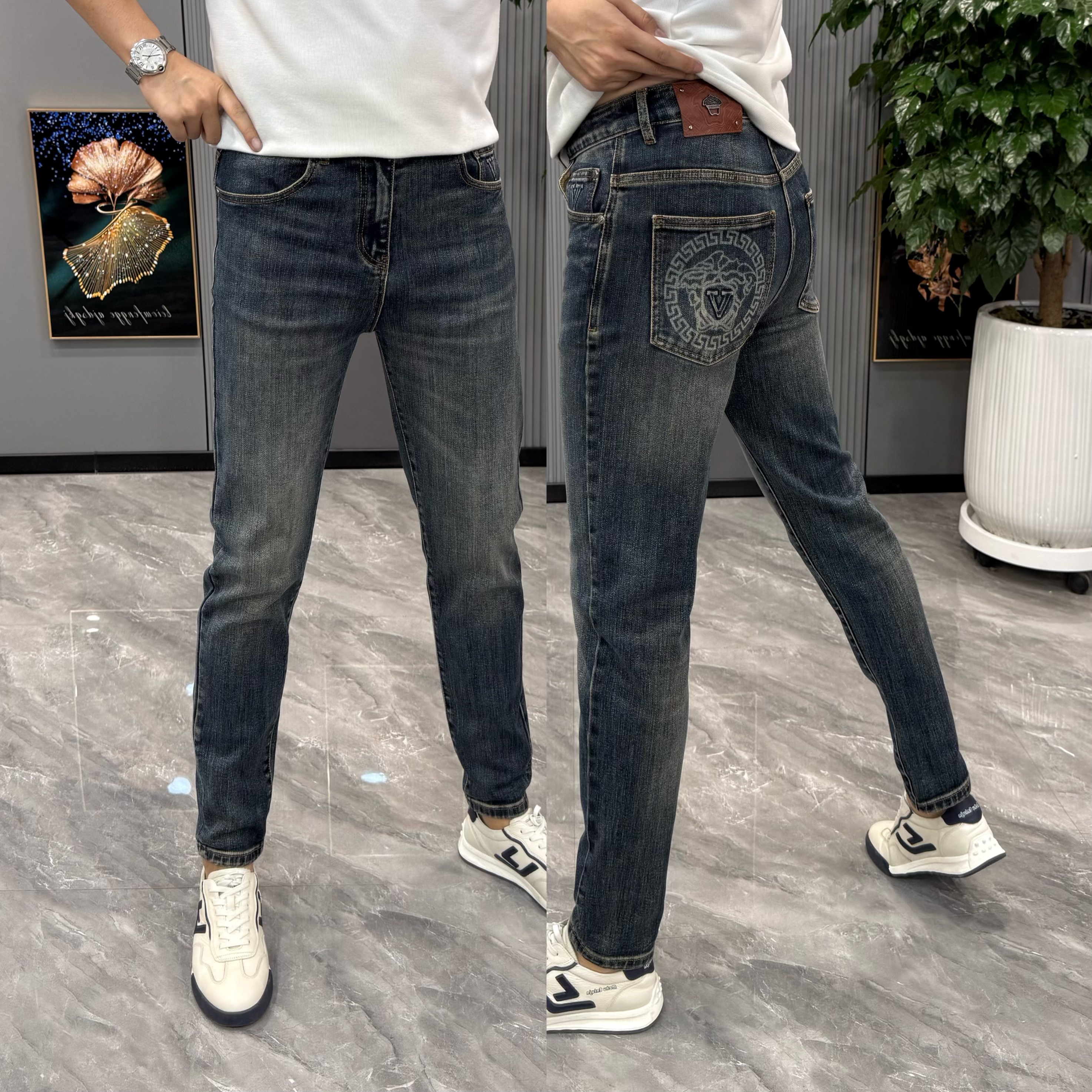 秋季款时尚弹力休闲裤子百搭修身牛仔裤男款爆款男士秋冬款裤子