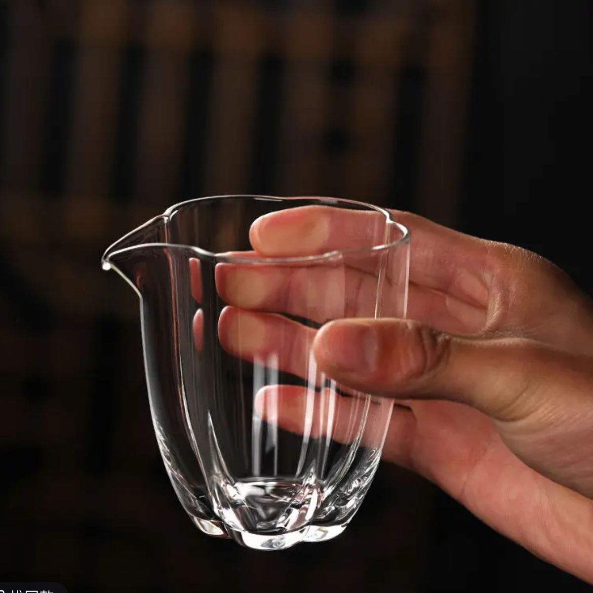 日式花瓣玻璃公道杯耐高温家用茶水分离茶器功夫茶具透明公道杯