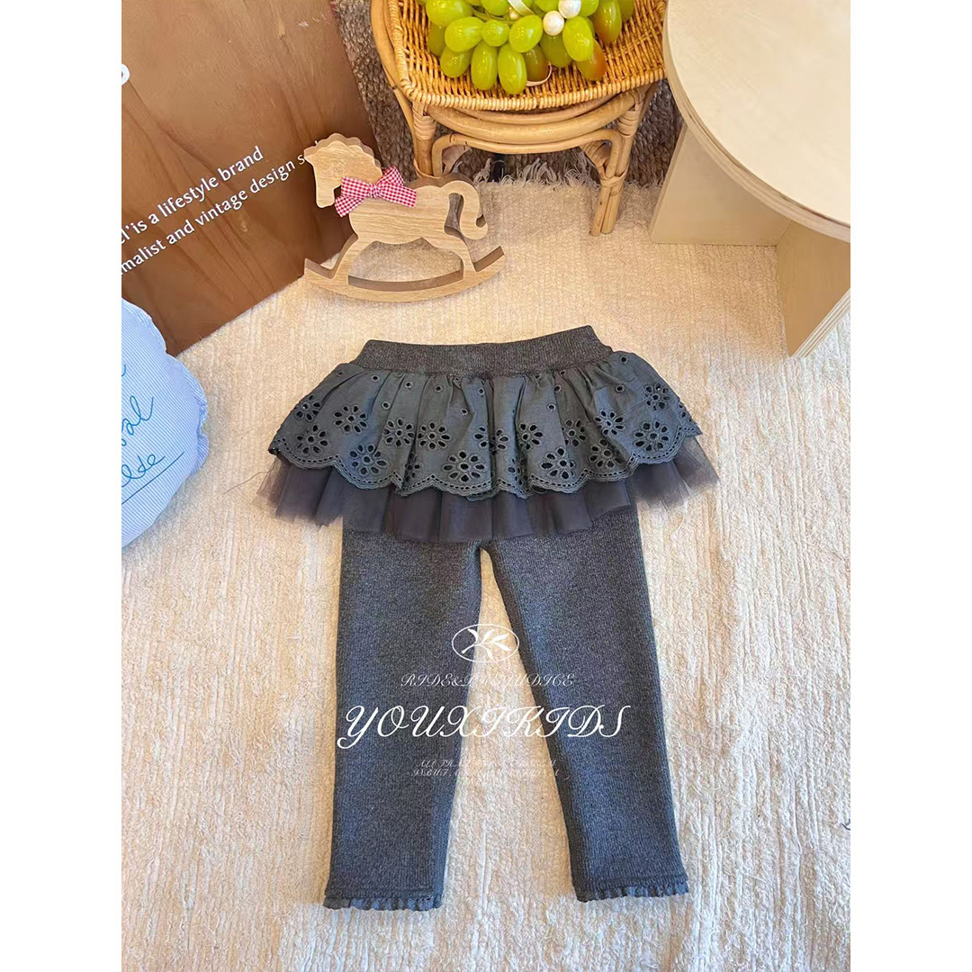 飞飞家舞会25秋冬新款女童纱裙洋气百搭加厚加绒打底裤FF3023