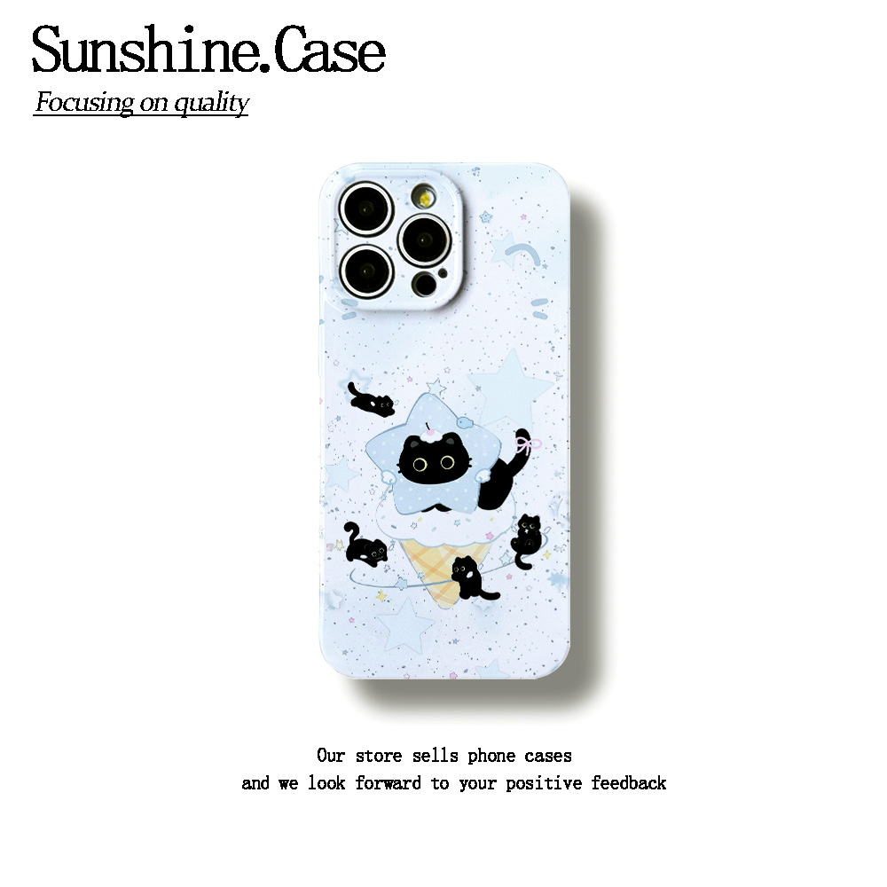 甜筒黑猫菲林软壳适用苹果oppo华为vivo小米荣耀创意手机壳防摔