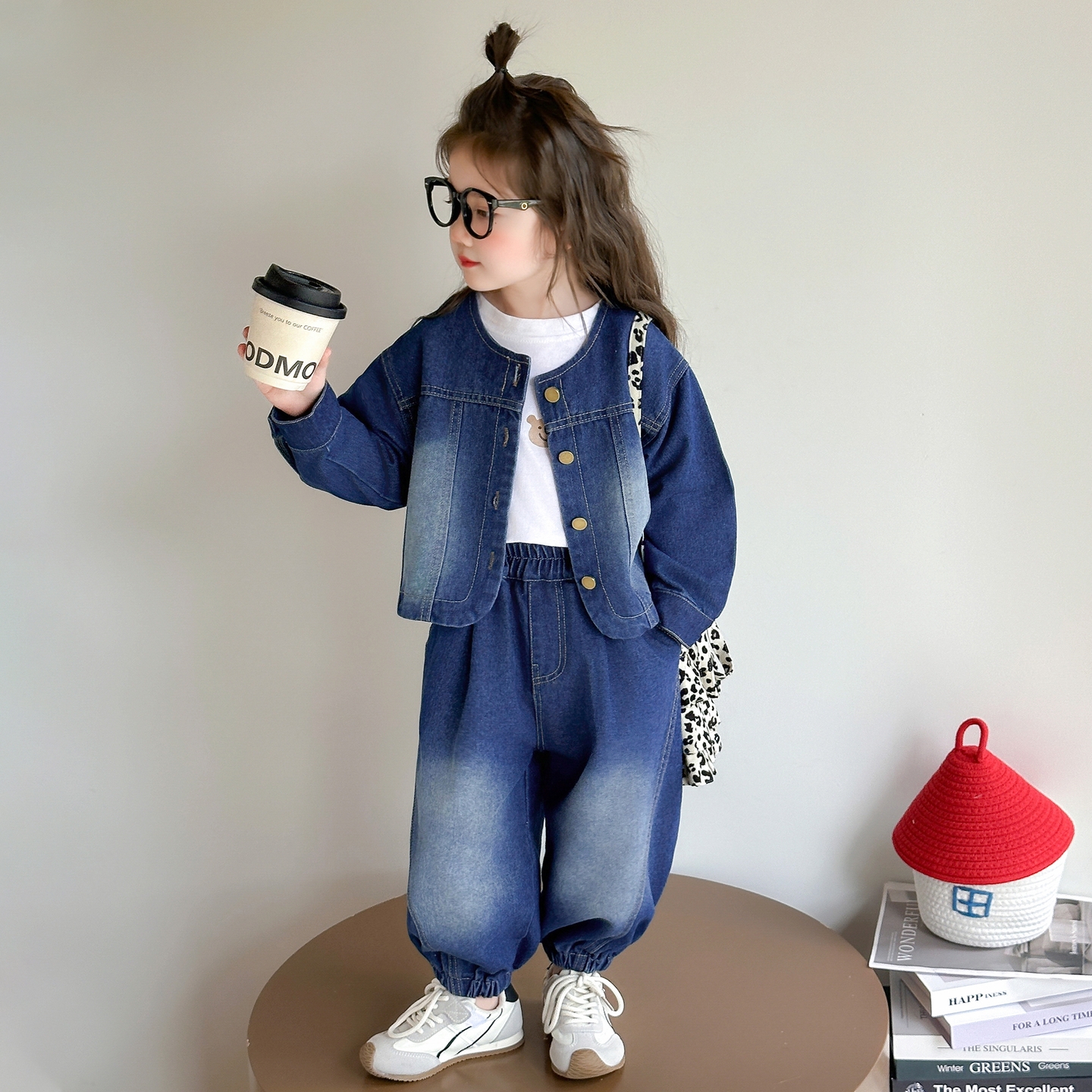 女童牛仔套装韩版春秋款小女孩洋气女宝宝外套休闲两件套儿童时髦