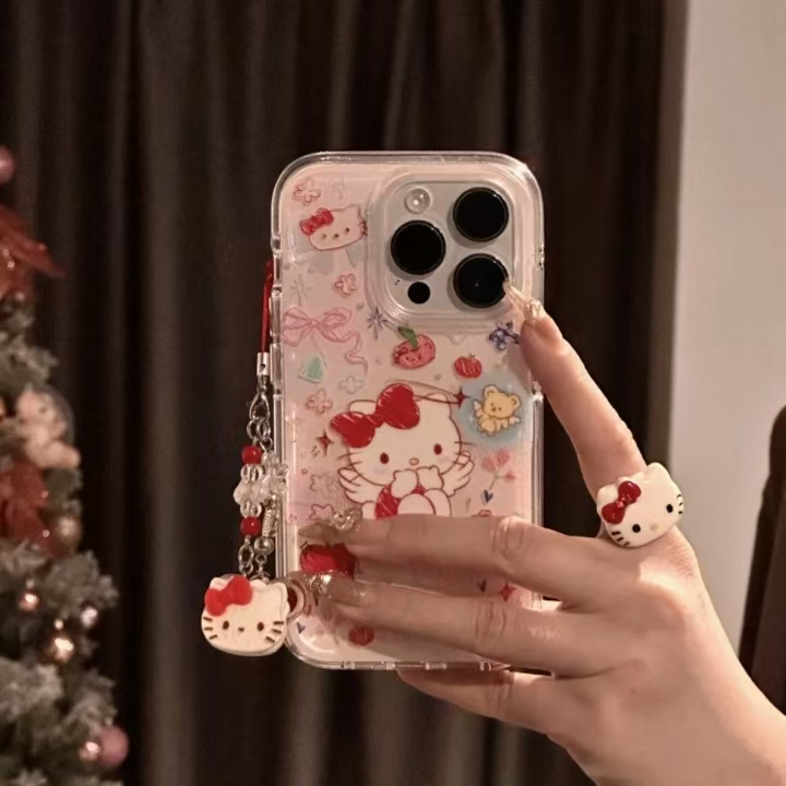 涂鸦天使KT猫适用苹果17/16PRO女14promax华为VIVO小米OPPO手机壳