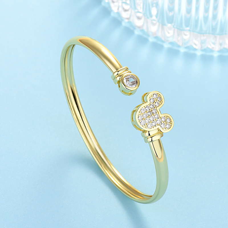 奢卡丹 钨金手镯 2025新款金色四叶草开口手镯女小众设计吊坠项链