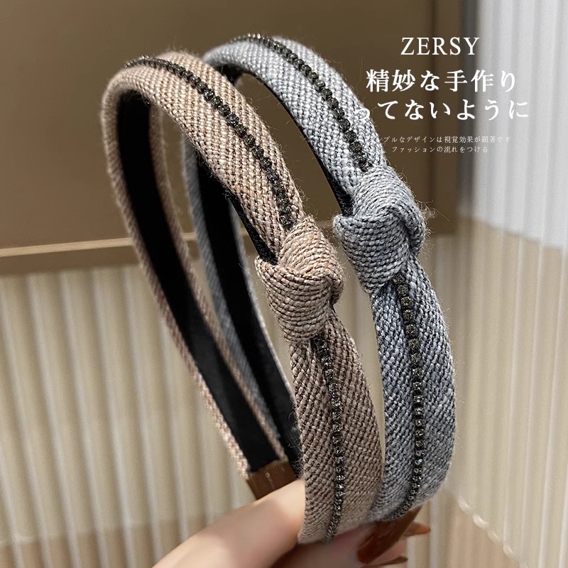 秋冬2025网红新款韩国简约小香风水钻打结麻花头箍发箍女发卡头饰