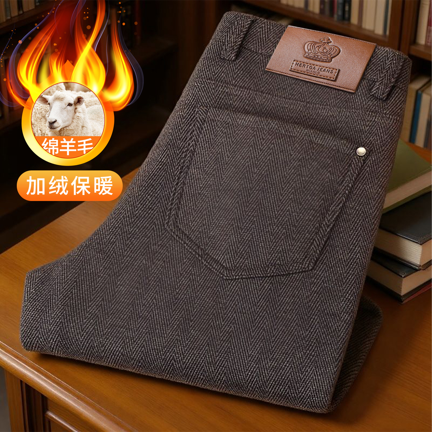 【绵羊毛+桑蚕丝】高级感羊毛呢休闲裤高贵上档次老钱风加绒裤子男