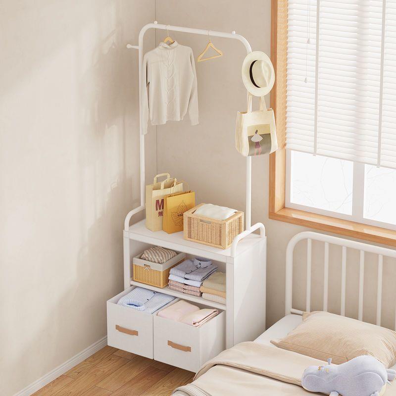 衣架落地挂衣架卧室床头柜带抽屉挂衣收纳柜一体架宿舍防尘衣帽架