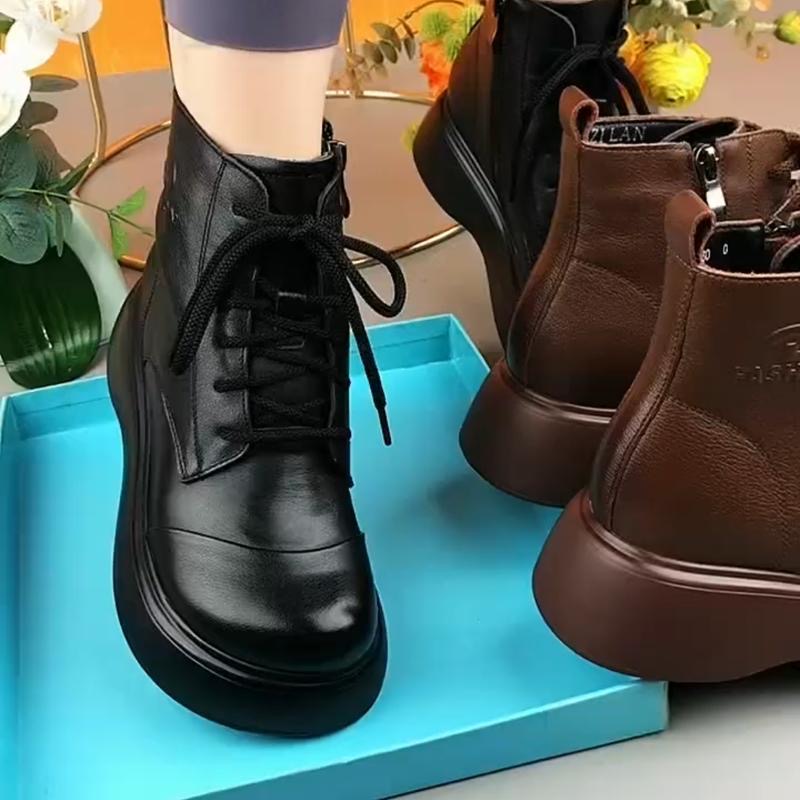 厚底复古马丁靴女2025秋冬新款增高显脚小软底轻便舒适短靴大码41
