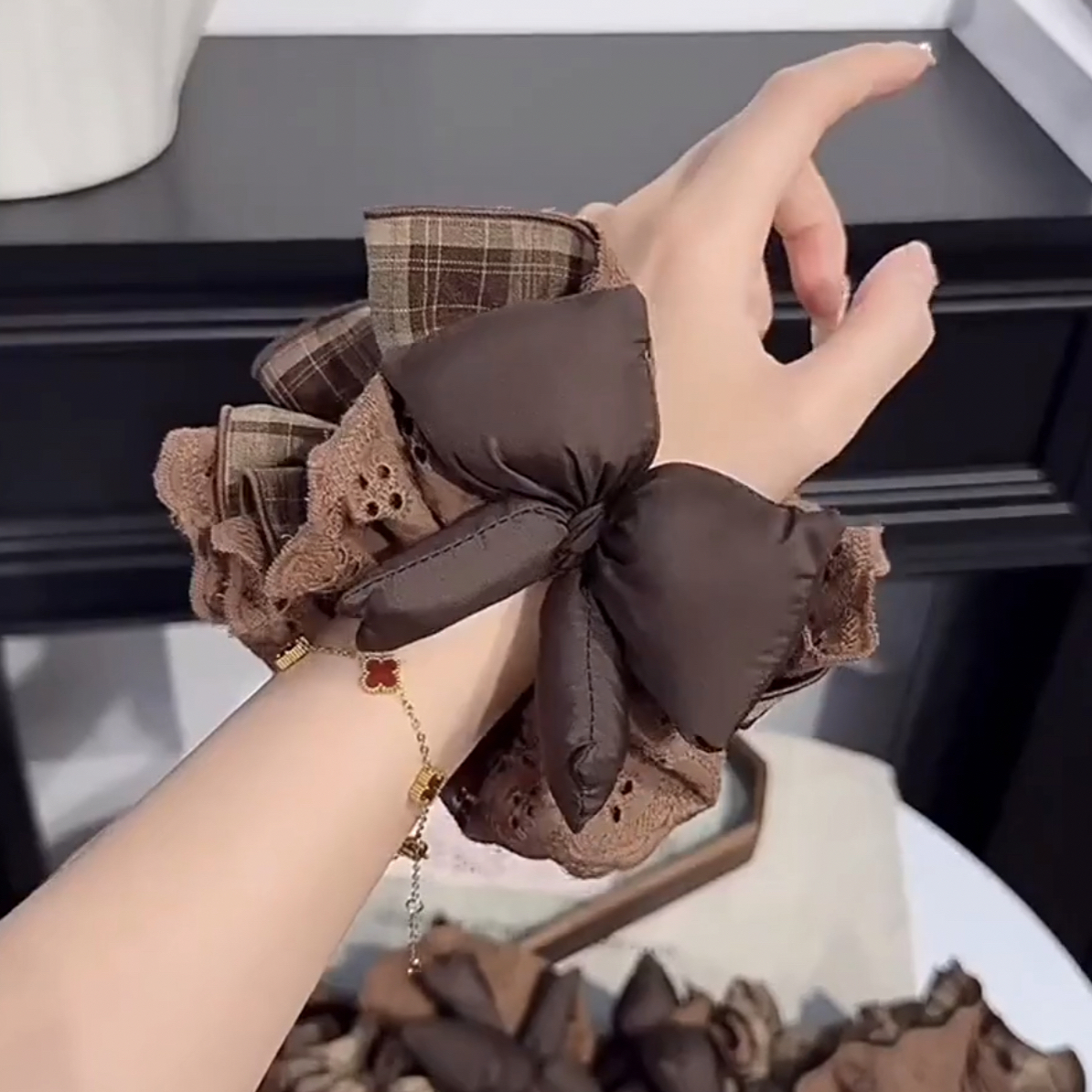 美拉德系咖色发圈