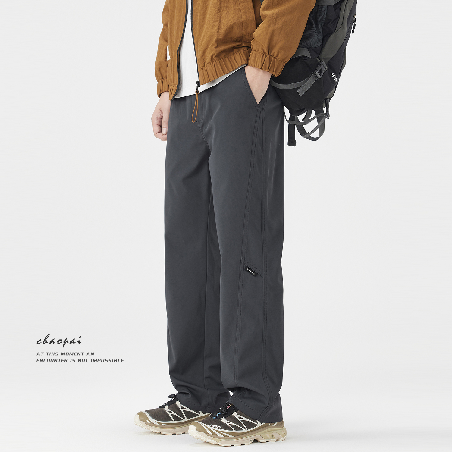 美式潮牌户外登山冲锋裤男2025秋冬新款百搭宽松直筒运动休闲裤子