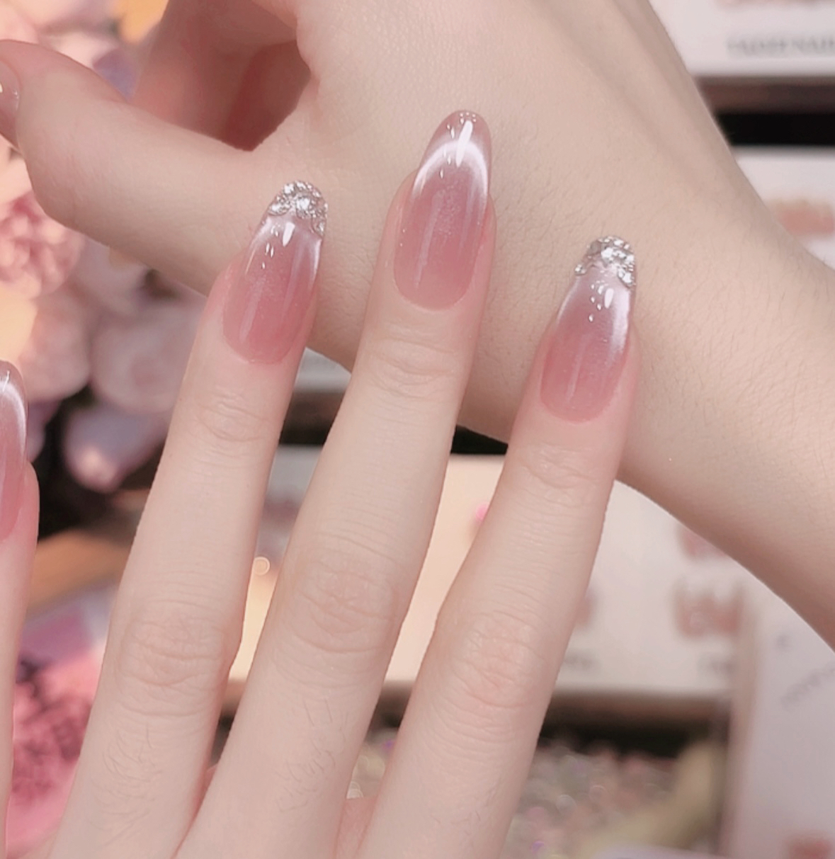 【银色碎钻】纯手工新款穿戴美甲款--10片装