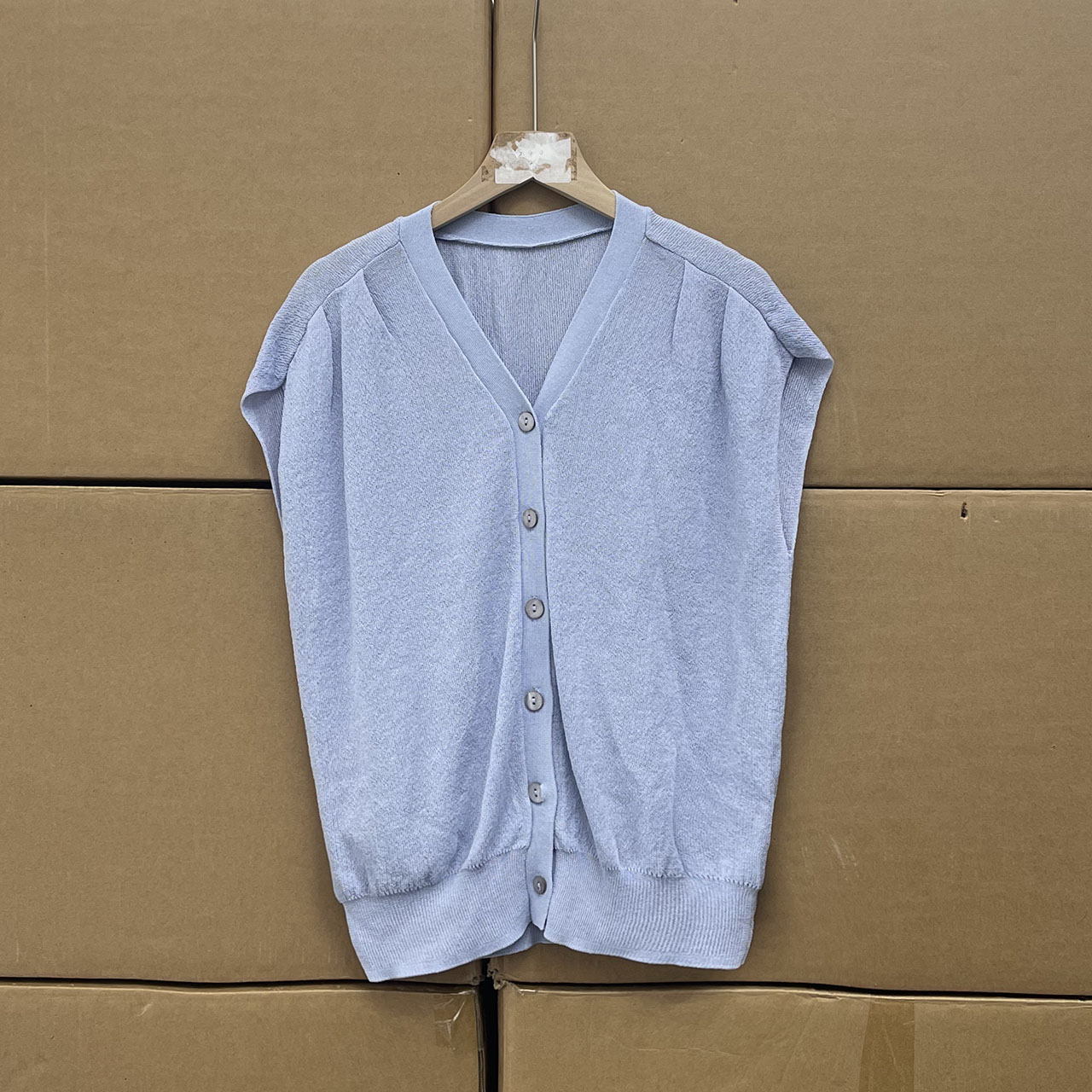 外贸沅货！！韩国单！冰丝打褶无袖V领宽松针织衫开衫女无袖马甲