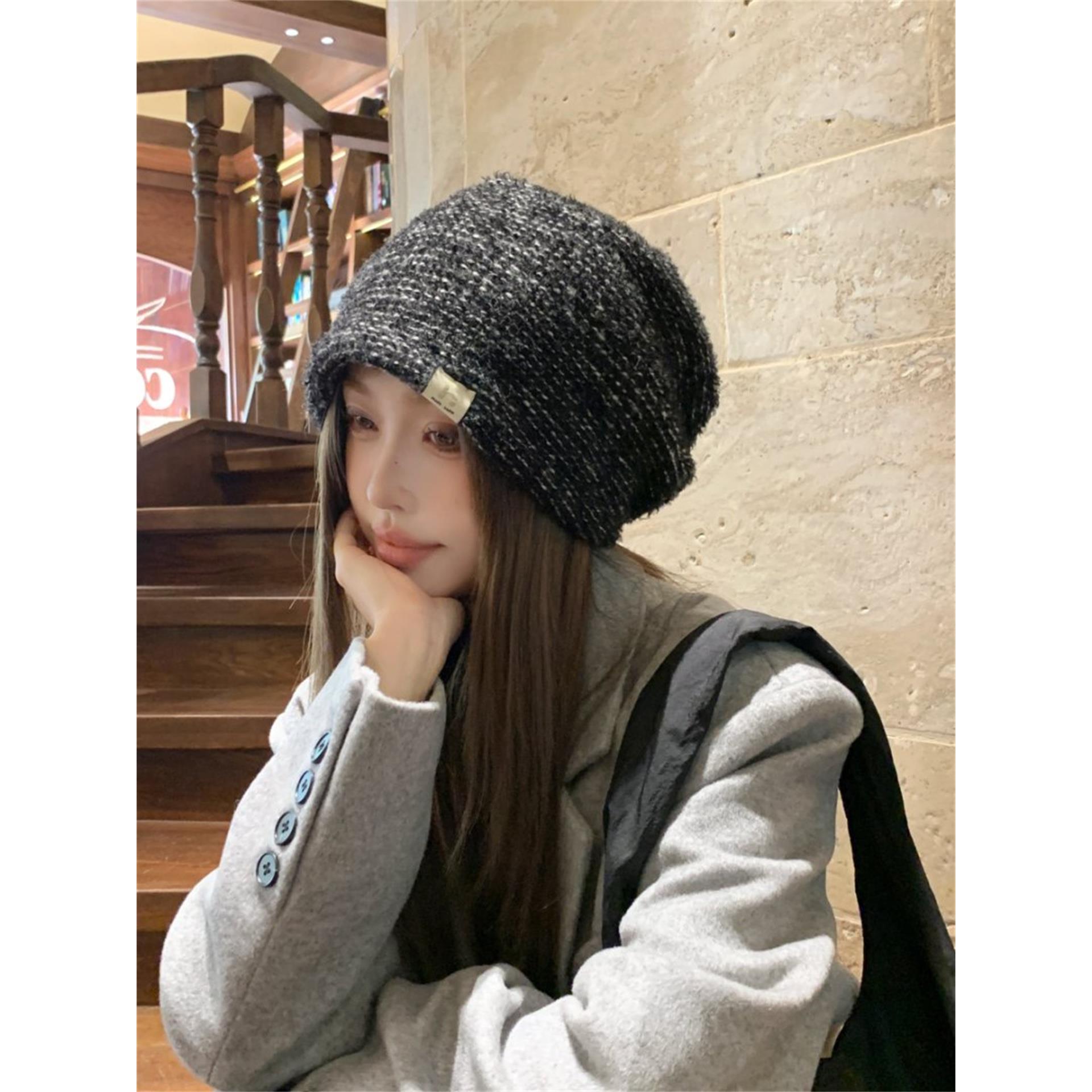 堆堆帽女2025秋冬新款韩版时尚百搭保暖护耳大头围显脸小冷帽个性