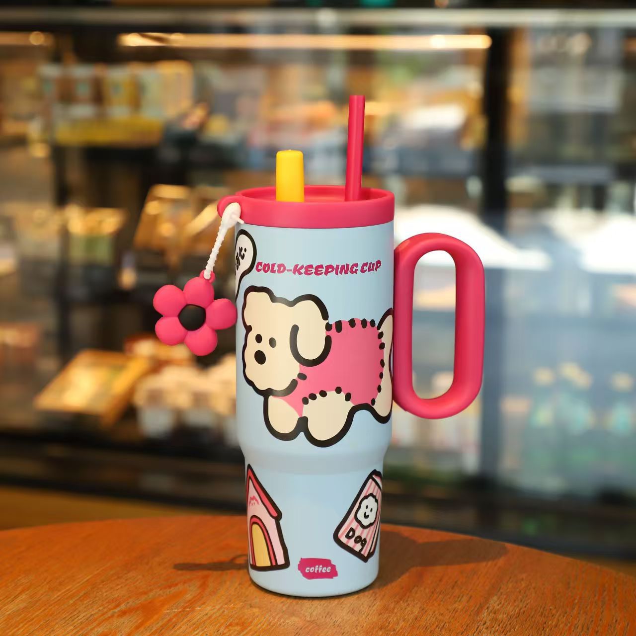 【新疆包邮】大容量便携学生网红可爱创意防摔吸管杯保温杯咖啡杯