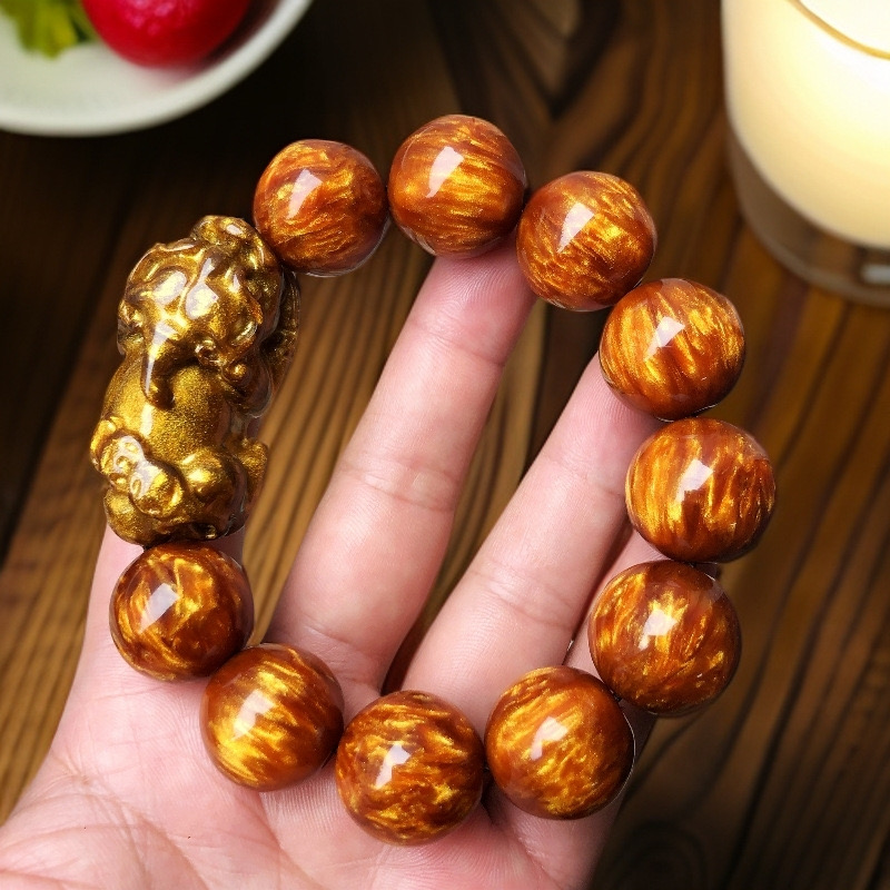 金色年轮貔貅手链男女情侣单圈手链