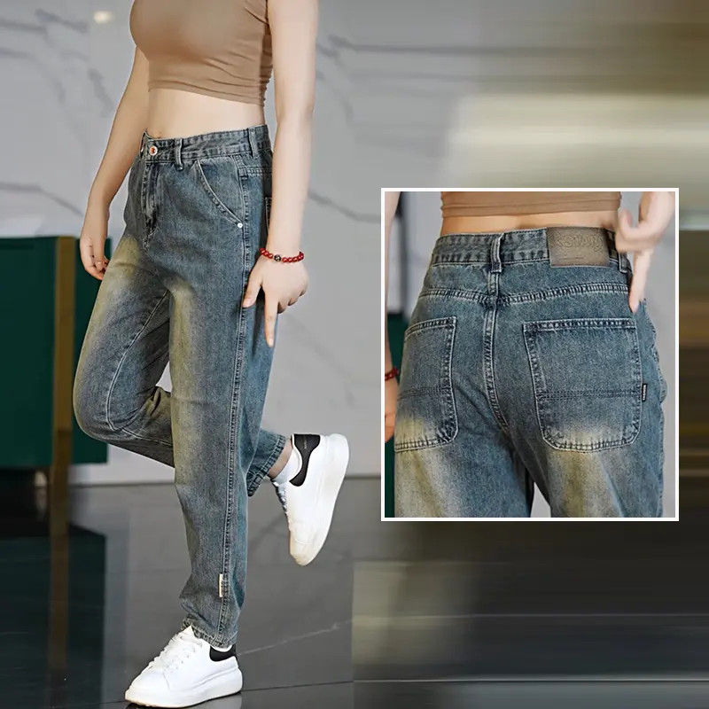 2025新款男士牛仔裤长裤微宽松小直筒复古色无弹水洗工艺四季可穿