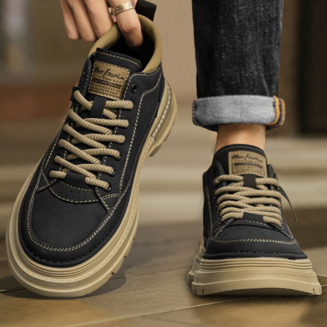 啄木鸟冬季男鞋2025秋冬新款流行高帮靴男士英伦风格中帮男工鞋