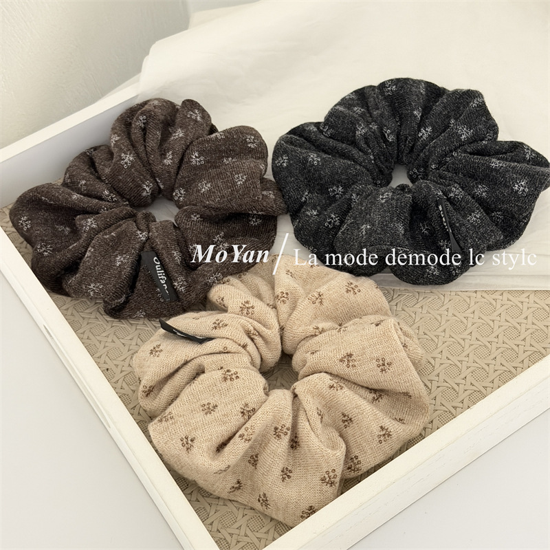 韩系碎花针织大肠发圈高级感印花发绳气质马尾皮筋扎头绳女绑头花