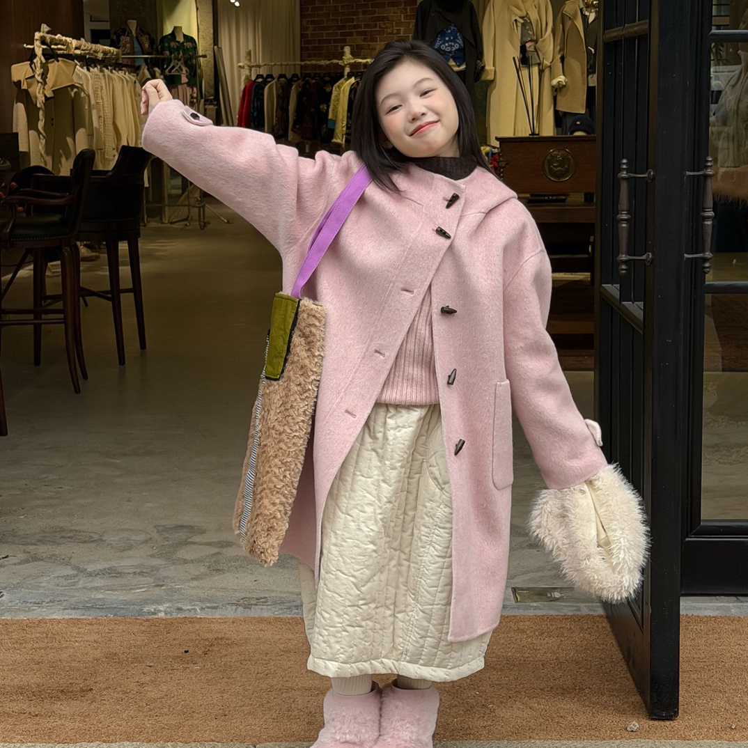 女童加厚双面羊毛大衣2025冬装新款童装儿童宝宝韩版保暖长款外套