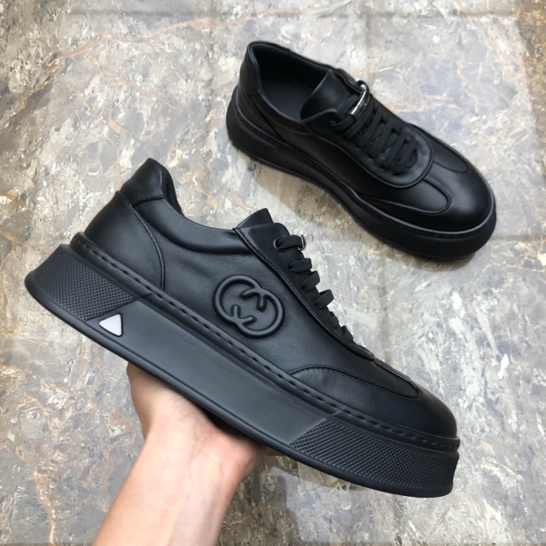 黑色男士板鞋四季潮流时尚鞋户外休闲鞋皮鞋厚底男士舒适百搭透气