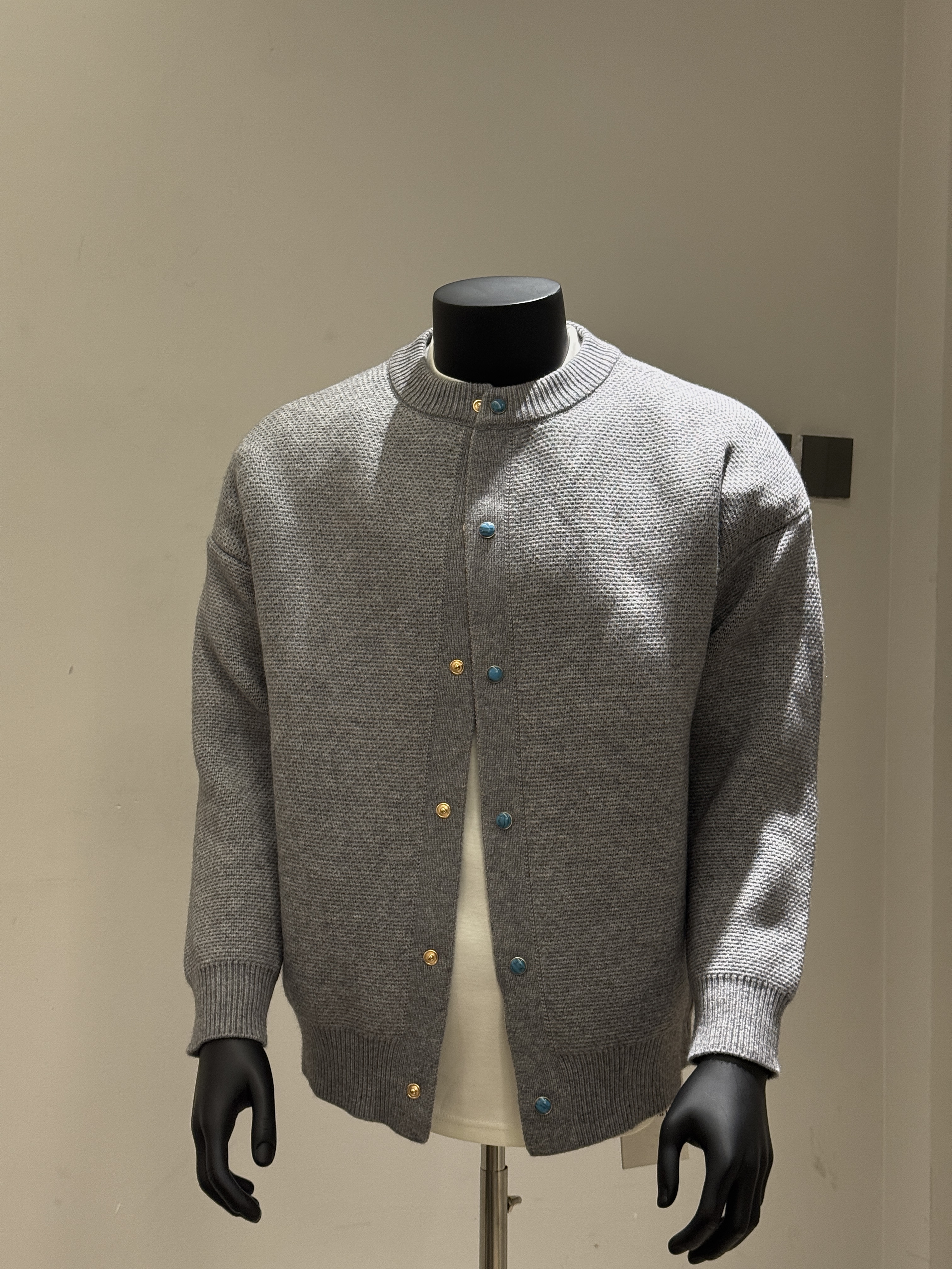 阿腾秋季新款秋冬绿宝色毛衣开衫外套男女同款简约百搭