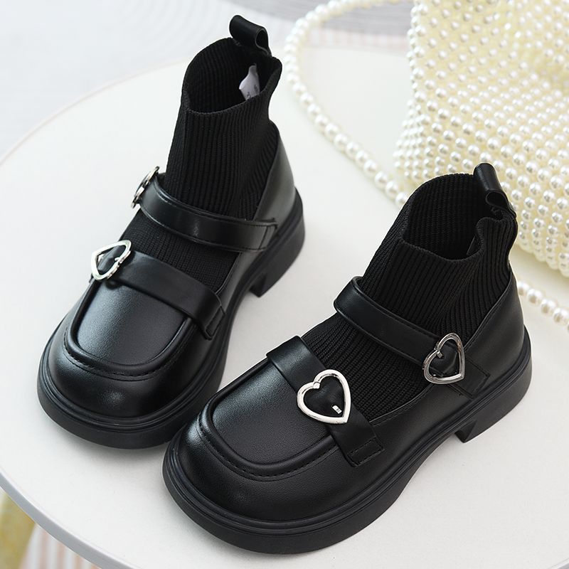 女童短靴儿童加绒二棉靴2025秋冬新款童鞋小女孩袜子靴英伦风皮靴